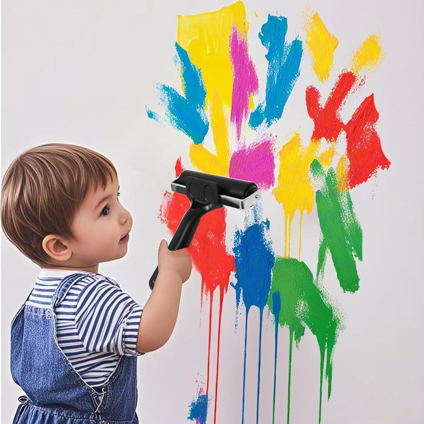 2 Pack Brayer Roller，Professional Rubber rolles ，Handle Comfortable ，for Crafting,Printmaking, Ink, Gluing and Stamping Tools （4+2.4inch）Black