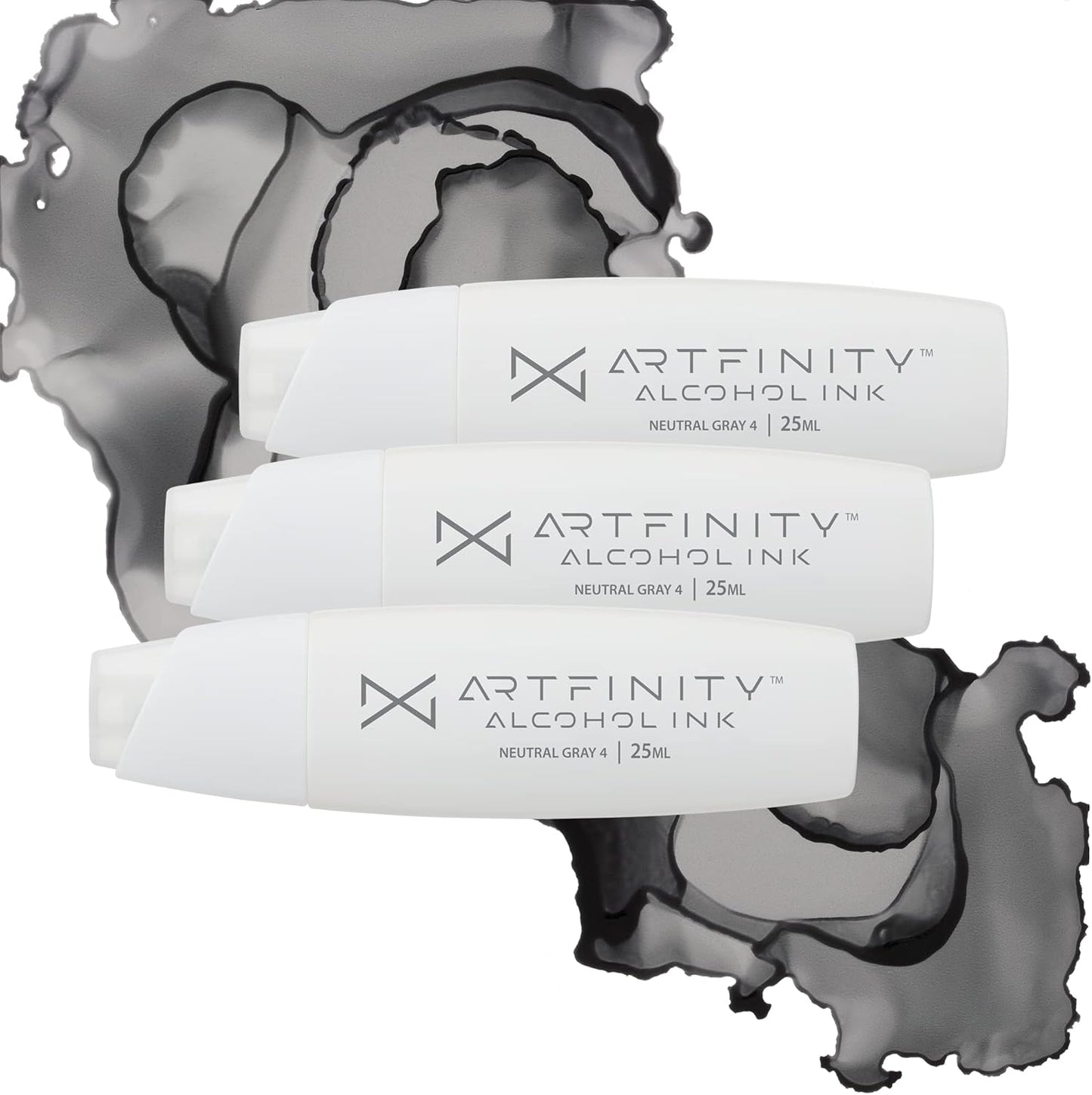 Alcohol Inks 3 Pack - Vibrant, Professional, Dye-Based Alcohol Inks for Artfinity Alcohol Markers, Artists, Drawing, & More! - Neutral Grey 4 NG4