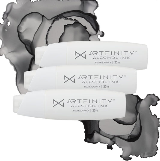 Alcohol Inks 3 Pack - Vibrant, Professional, Dye-Based Alcohol Inks for Artfinity Alcohol Markers, Artists, Drawing, & More! - Neutral Grey 4 NG4