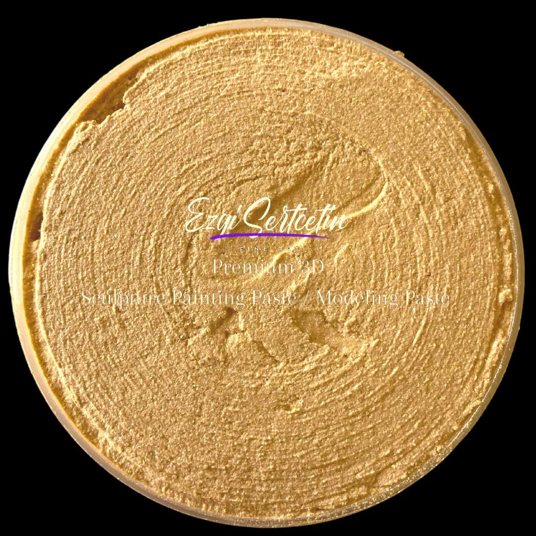 3D Sculpture Painting Paste|Texture Paste|Decorative Plaster|Ready to Use|Unique Metallic Pearl and Neon Colors|Ideal for Artwork|Stencil|Flowers|Texture and Art Relief|6 oz (Parmigiano)