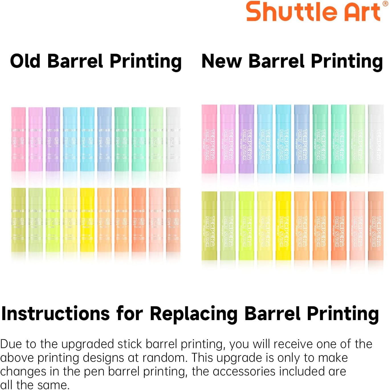 Shuttle Art Tempera Paint Sticks, 20 Pastel Colors, Solid Tempera Paint for Kids, Super Quick Drying, Works Great on Paper Wood Glass Ceramic Canvas