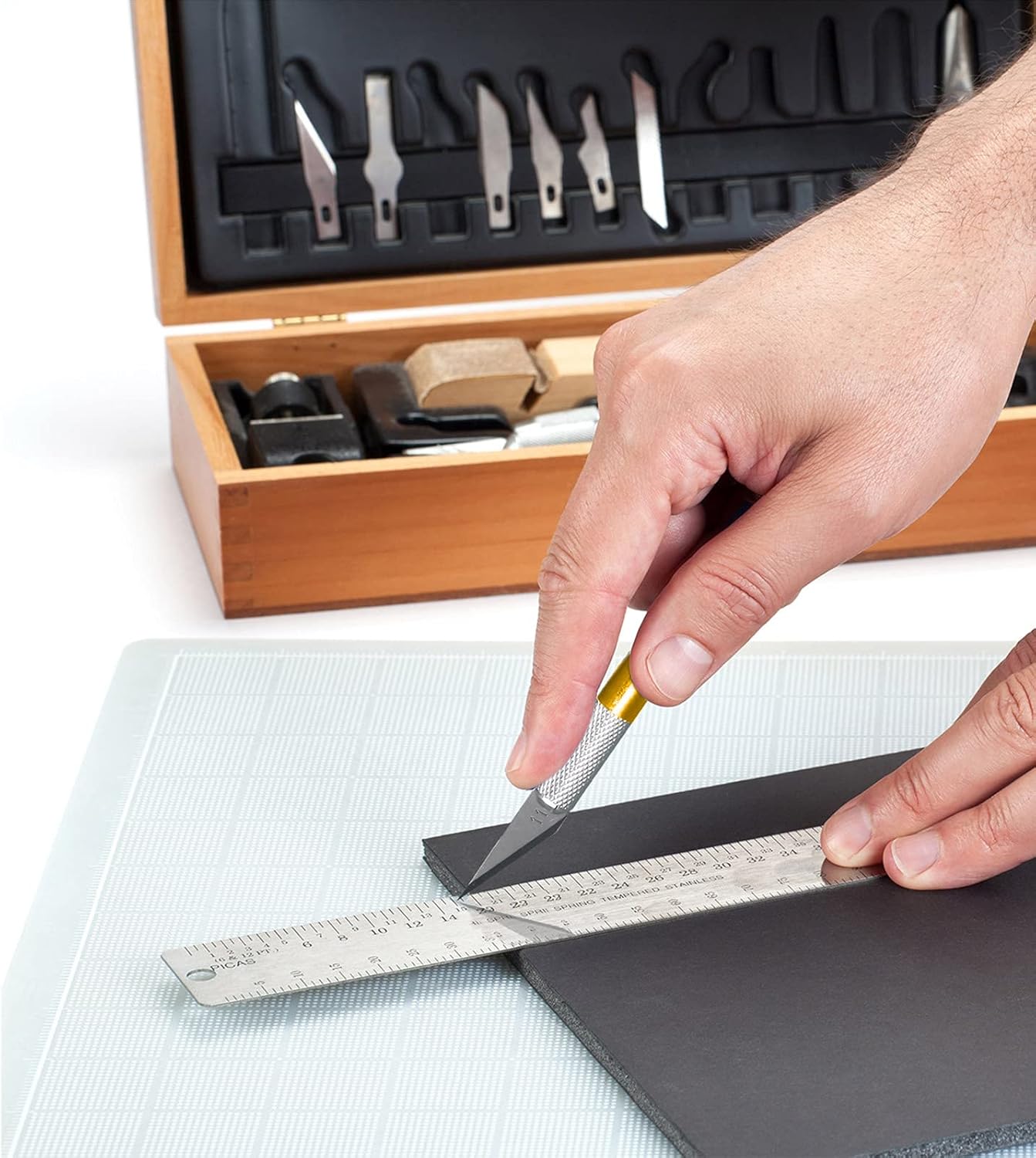 15 Pack Exacto Knife Set, Hobby Knife, Back to School Supplies Craft Knifes Kit for Art, Carving, DIY, Scrapbooking, Art, Cutting, Stencil(Gold)