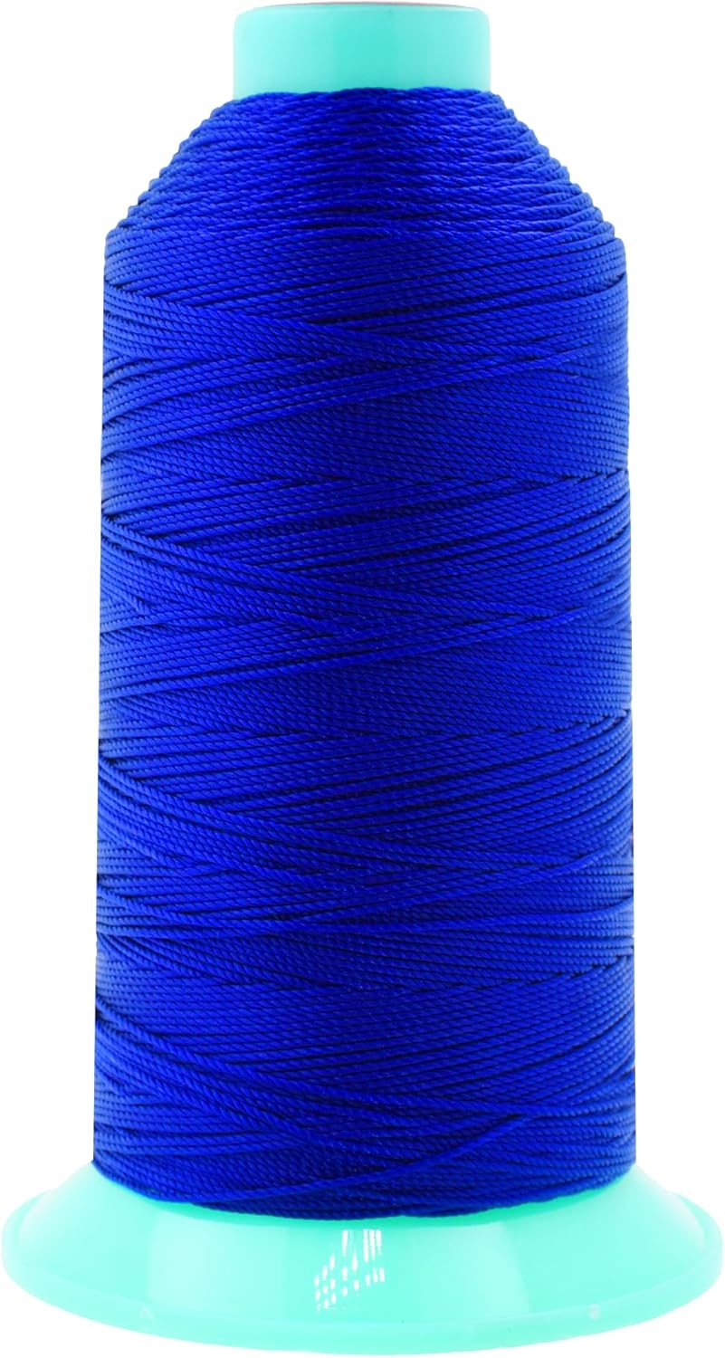 Mandala Crafts Bonded Nylon Thread Royal Blue Heavy Duty Sewing Threads - 415 YDs Size 346 210D T350 Tex 350 Thread for Leather Jeans Weaving Outdoor Marine Upholstery Threads