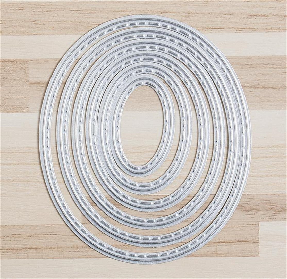 Mvchifay Cutting Dies Happy Birthday Thanks Metal Stencils Scrapbooking Tool DIY Emboss for Paper Card Making (Ovals Set)