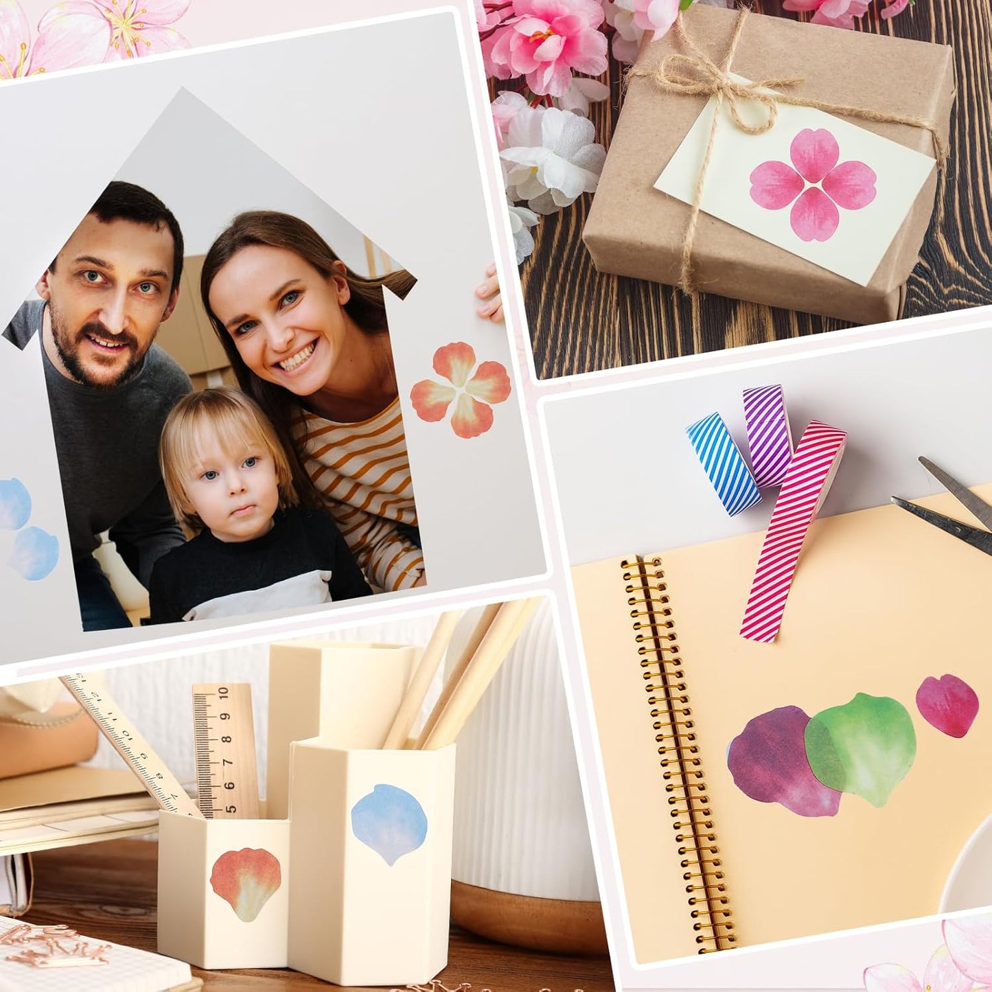 uxcell 2 Rolls Petal Washi Tape, 80 Pieces Floral Decorative Tape Colored Masking Tapes Crafting Supplies for DIY Crafts, Gift Wrapping, Scrapbook, Party Decorations, Large Orange