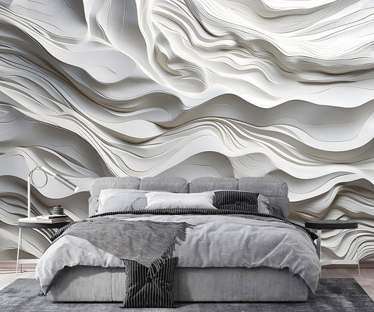 AFZEVEB-3D Stereo Relief Lines Living Room Background Wallpaper Mural 114"x74"(Not Peel and Stick)