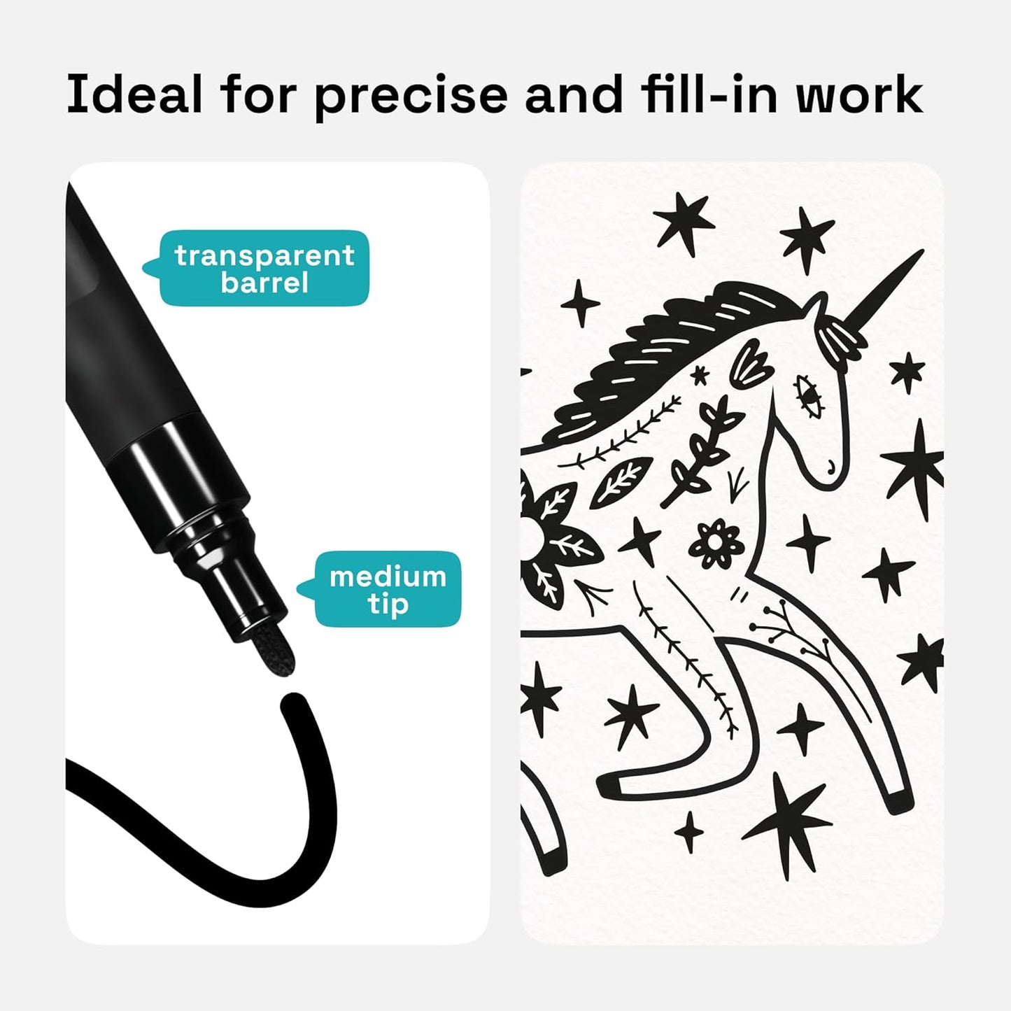 ARTISTRO 12 Black Paint Pens for Rock Painting, Stone, Ceramic, Glass, Wood, Fabric, Scrapbooking, DIY Craft Making, Art Supplies, Card Making, Coloring, Acrylic Markers Medium Tip 3.0mm