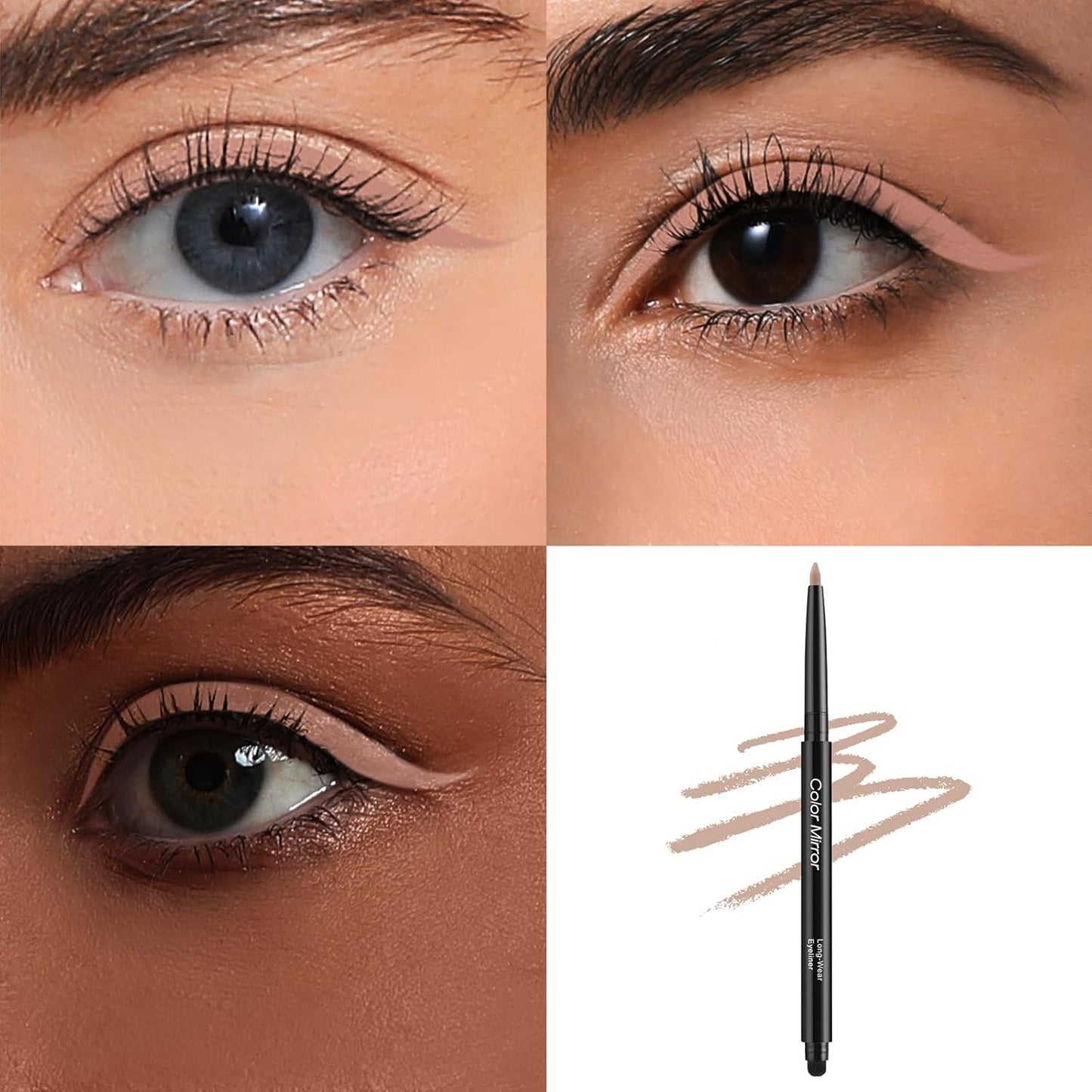Smudge Proof Eyeliner, Waterproof Retractable Eye liner with Brush, Matte and Shimmer Eyeliner Pencil, Creamy Texture, Long lasting & Smooth(26 Cappuccino Matte)