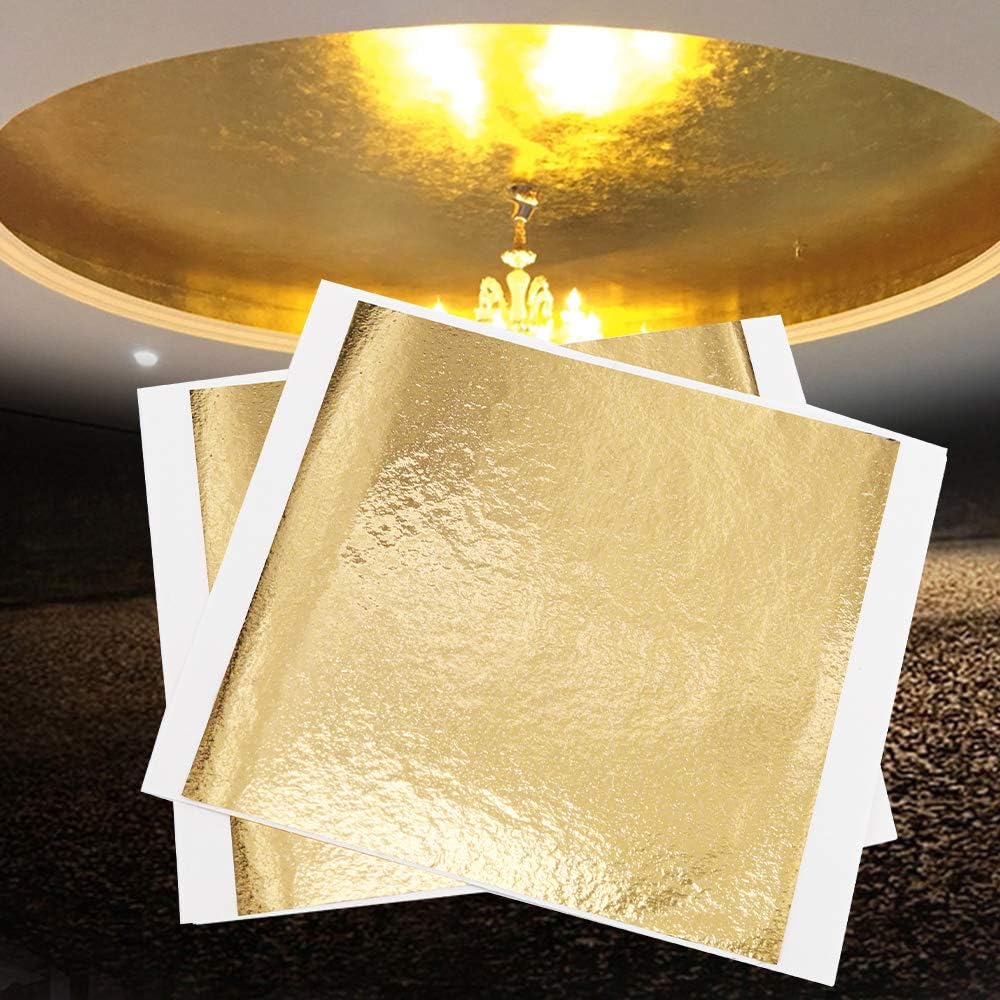 KINNO Gold Foil Leaf Sheets - Imitation Metal Leaf Papers 5.1" by 5.3" Multipurpose for Arts, Slime, Handcrafts, Gilding, Nail Arts, Decorations (200 Sheets, Loose)