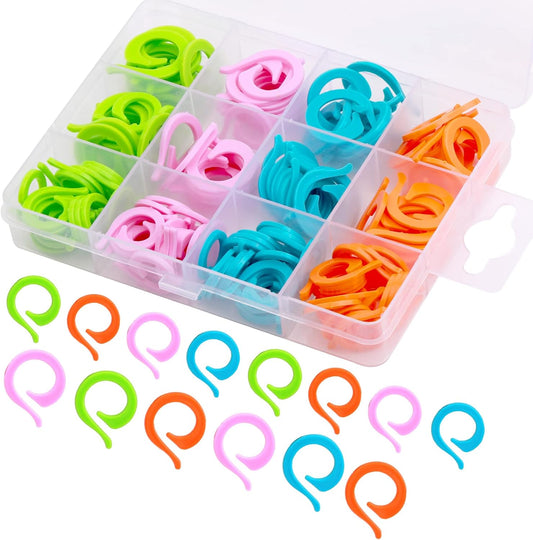 LUNARM Stitch Markers for Crocheting with Plastic Box, 80 Pcs Small and 80 Pcs Large Open Knitting Markers Rings for DIY Handmade Crafts