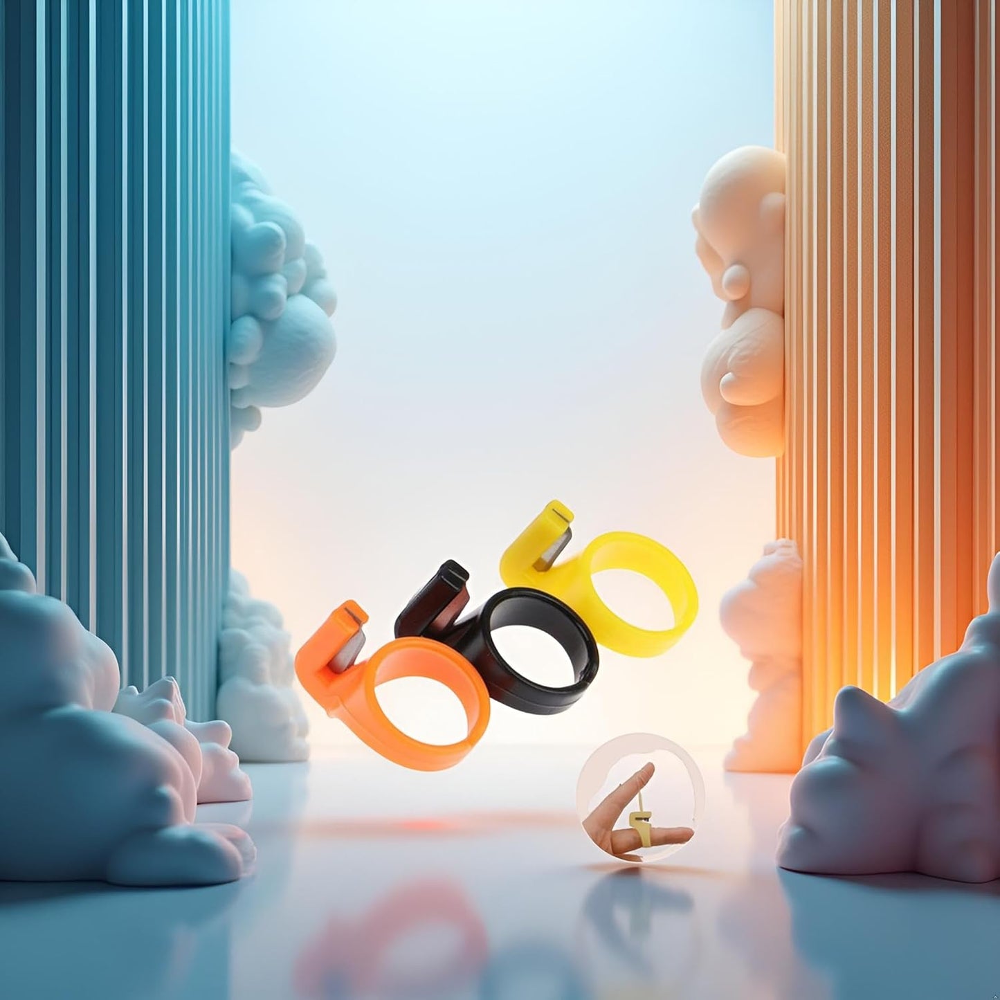 3Pcs Plastic Thimble Set, Sewing Ring, Thread Cutter, Finger Blade, Needle Craft Yarn Cutting Tool, DIY Household Sewing Machine Accessories, Sewing Thimbles