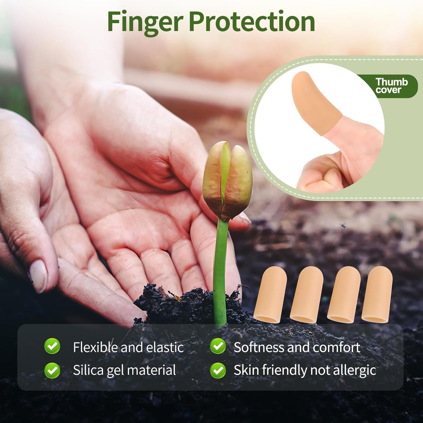 Gel Finger Cots, Silicone Finger Protectors, Finger Sleeves Tip Protectors, Fingertip Bandages for Trigger Finger, Finger Arthritis, Finger Cracking, Hand Eczema Pain Relief