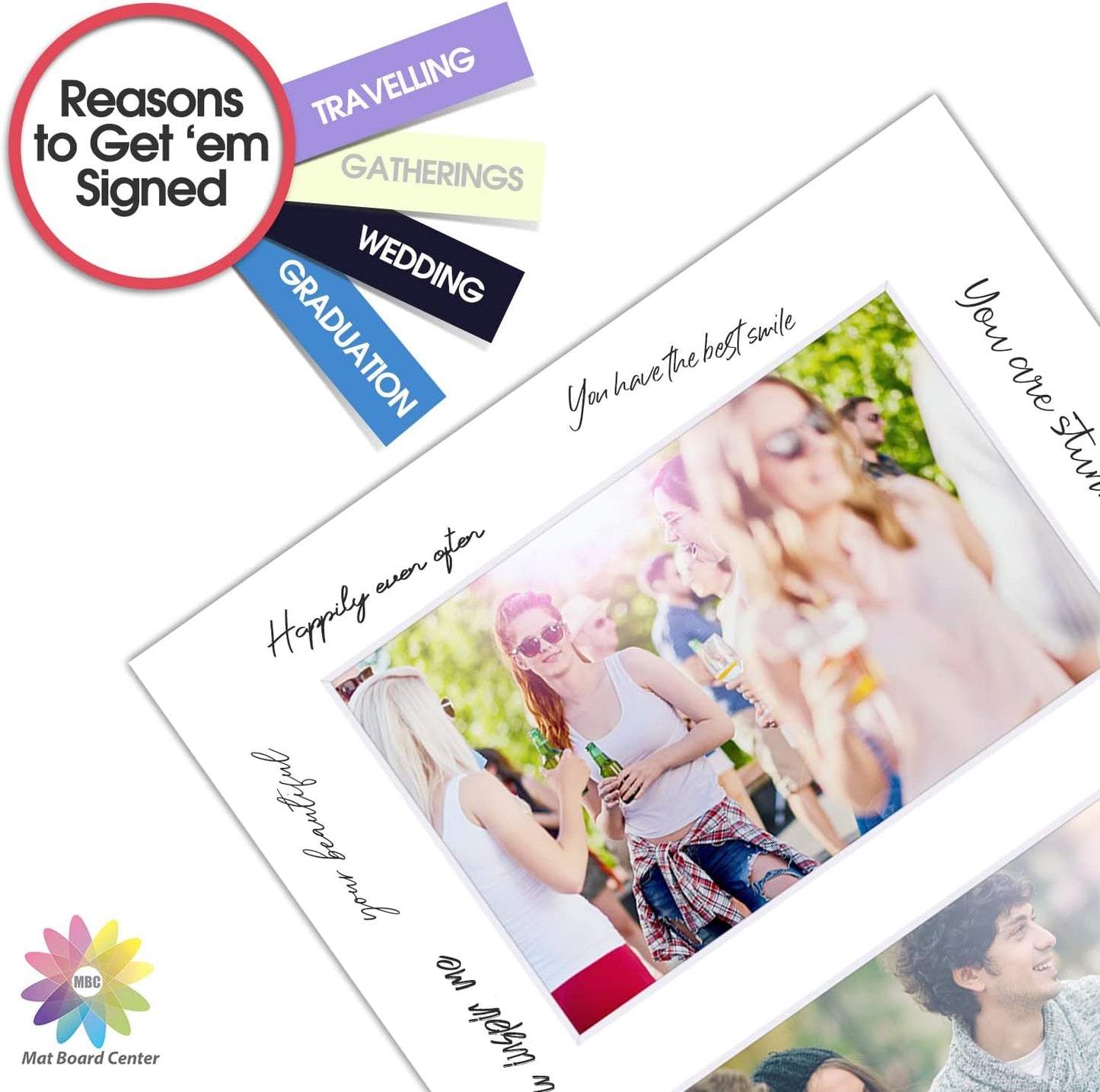 Mat Board Center, Pack of 5, Photo Picture Mats - Acid Free, 4-ply Thickness, White Core - for Pictures, Photos, Framing (8x10 for 2-4x6 White)