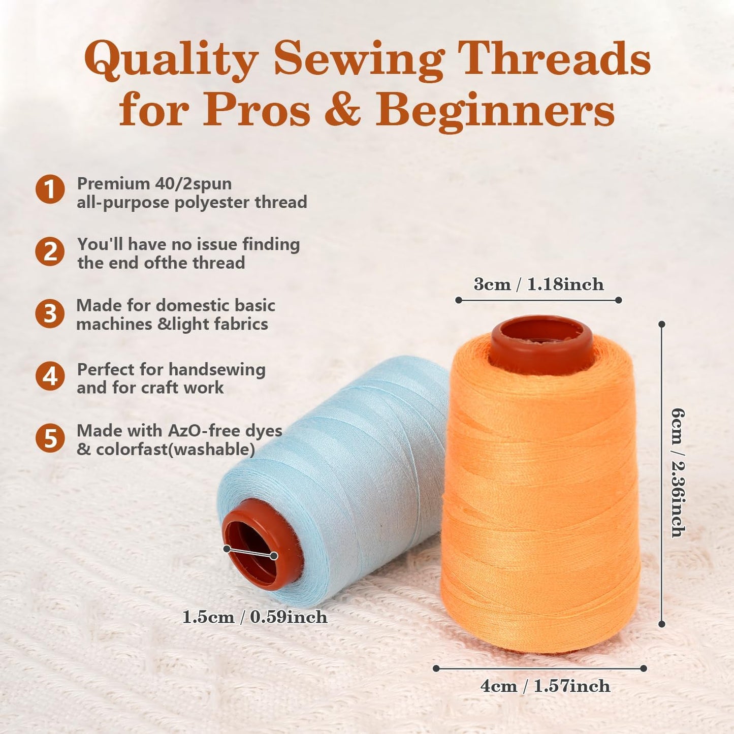 12PCS Sewing Thread Kit 30wt Spools,12 Colors,Assorted Colors Each 800 Yards of Polyester Threads for Sewing Hand and Machine,Stitching, Quilting, Serger (ZH-12PCSYMZBZQ)