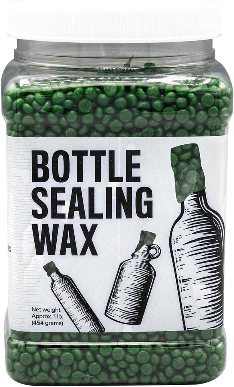 Blended Waxes, Inc. Bottle Sealing Wax, Pastille Wax Seal Beads For Wine, Beer, and Liquor Bottle Sealing, Seals Between 25-30 Bottles, 1 lb, Green Metallic