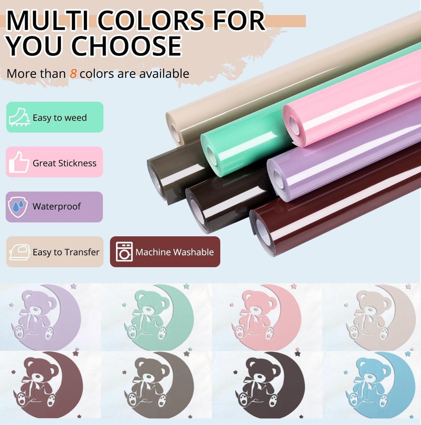 HTVRONT Puff Vinyl Heat Transfer -10" x 6ft Beige 3D Puff Heat Transfer Vinyl Foaming Colorful Puffy Iron on Vinyl for T-Shirt- Cream Puff Htv Vinyl for Compatible with Cricut Cutting Machine