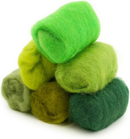 Woolbuddy Wool Roving Kit - Premium Core Wool for Needle Felting, Felting Soap & Tools – Sustainable Roving Wool for Beginners & Adults, Wet Felting Supplies (Green)
