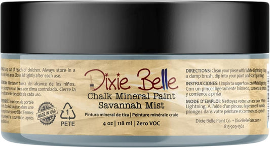 Dixie Belle Paint Company Chalk Finish Furniture Paint - Savannah Mist (4oz) - Matte Cloudy Blue Chic Chalk Mineral DIY Furniture Paint