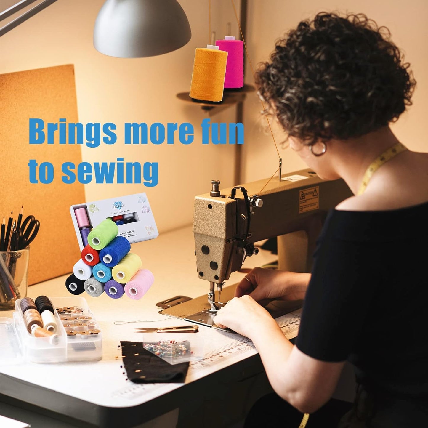 Simthread All Purpose Sewing Thread, 10 Spool (5 White+ 5 Black) 1000 Yards Each Bobbin Polyester Thread for Sewing, Handy Polyester Sewing Threads for Sewing Machine - (White and Black Series)