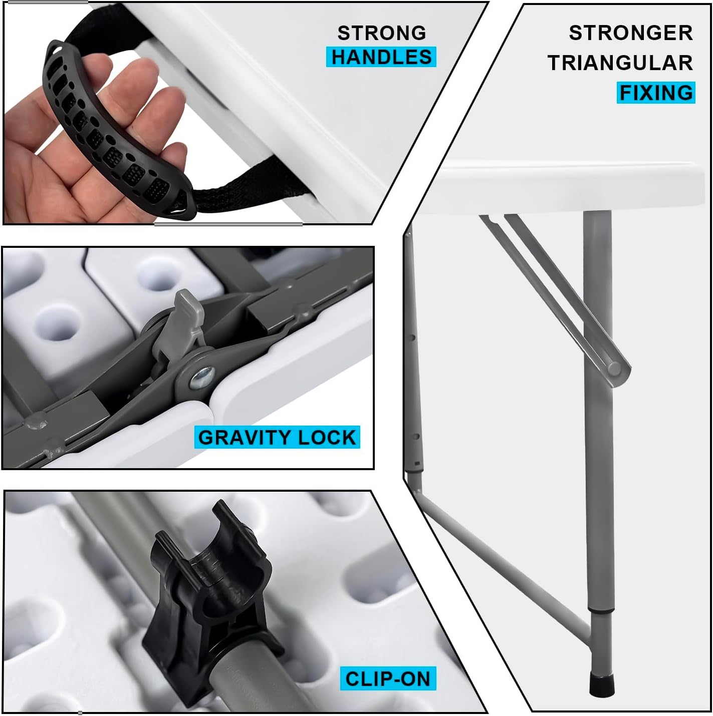 2-PCS 48" W x 24" D x 29.5" H - 4FT White Folding Table Heavy Duty Portable, Plastic Folding Utility Folding Table for Camping, Picnics & Parties