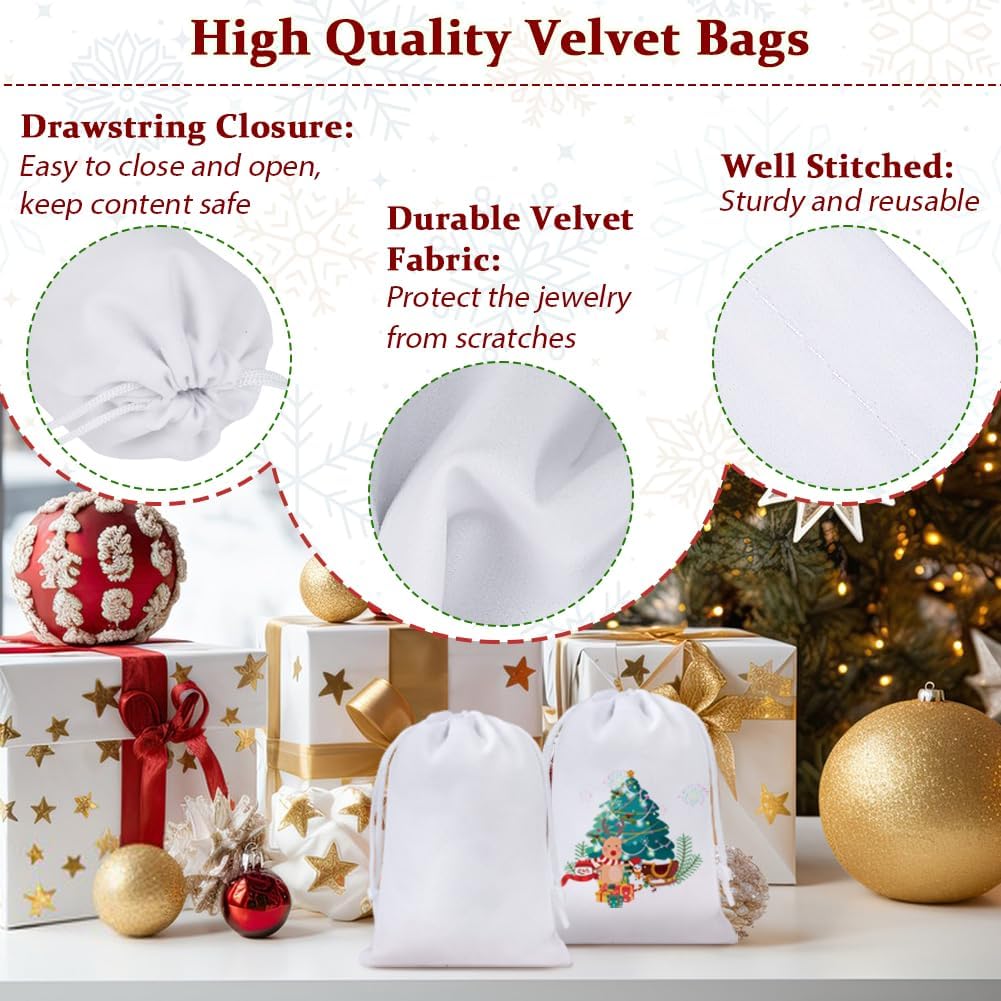 Shintop 20pcs Velvet Bags, 4x6inch White Drawstring Gift Bags Jewelry Pouch for Wedding Birthday Party Favor