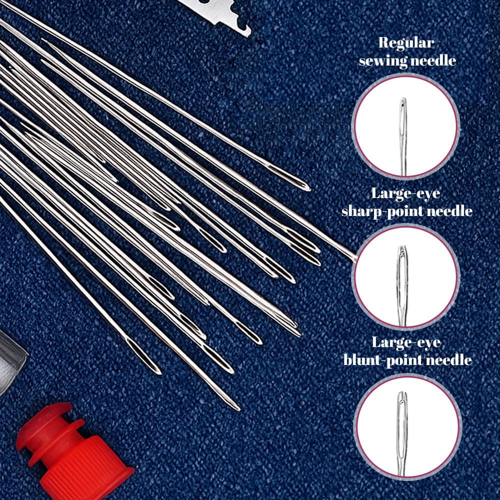 34PCS Sewing Tool Set, 2026 New Big Eye Steel Sewing Needles Kit, Stainless Steel Needles for Hand Sewing Kit, Portable DIY Hand Made Craft Set for Handcraft Lovers (34 Pcs)
