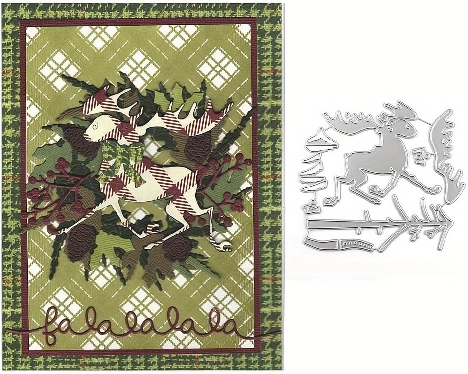 Lapoo Festivals Metal Cutting Die for Scrapbooking - Durable, Cut Stencils for DIY Scrapbook Photo Album Decorative Paper Card, Card Making Supplies, Embossing (Deer and The Tree 4.6 x 4.3 in)