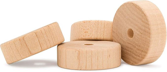 2-inch Diameter Slab Wooden Wheels for Crafts, 3/8-inch Hole, 7/16-inch Thick, Pack of 24 Mini Wood Wheels for Model, by Woodpeckers