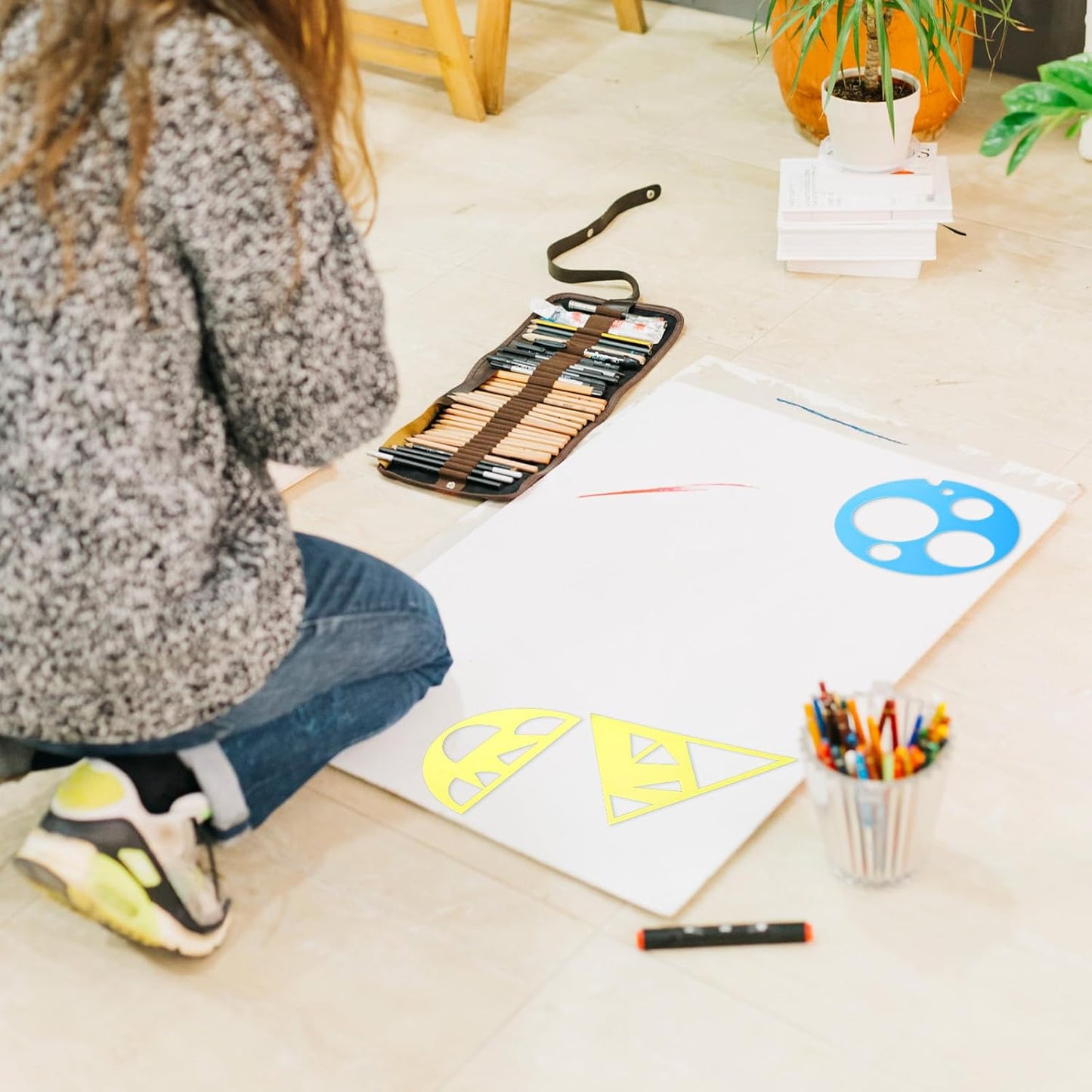 16 PCS Geometric Stencils Template for Kids Children Shapes Drawing Stencils Colorful Simple Drawing Art Painting Template for DIY Craft Toddlers Preschooler Learning Tool (Multicolor, 5.9x5.9 Inch)