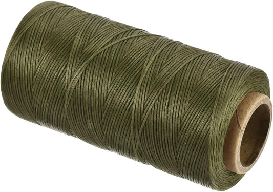 MECCANIXITY Waxed Thread,284 Yard 0.8mm 150D Flat Wax Thread Polyester Waxed String for Leather Sewing Hand Weaving Book Binding Home Decoration,Dark Green