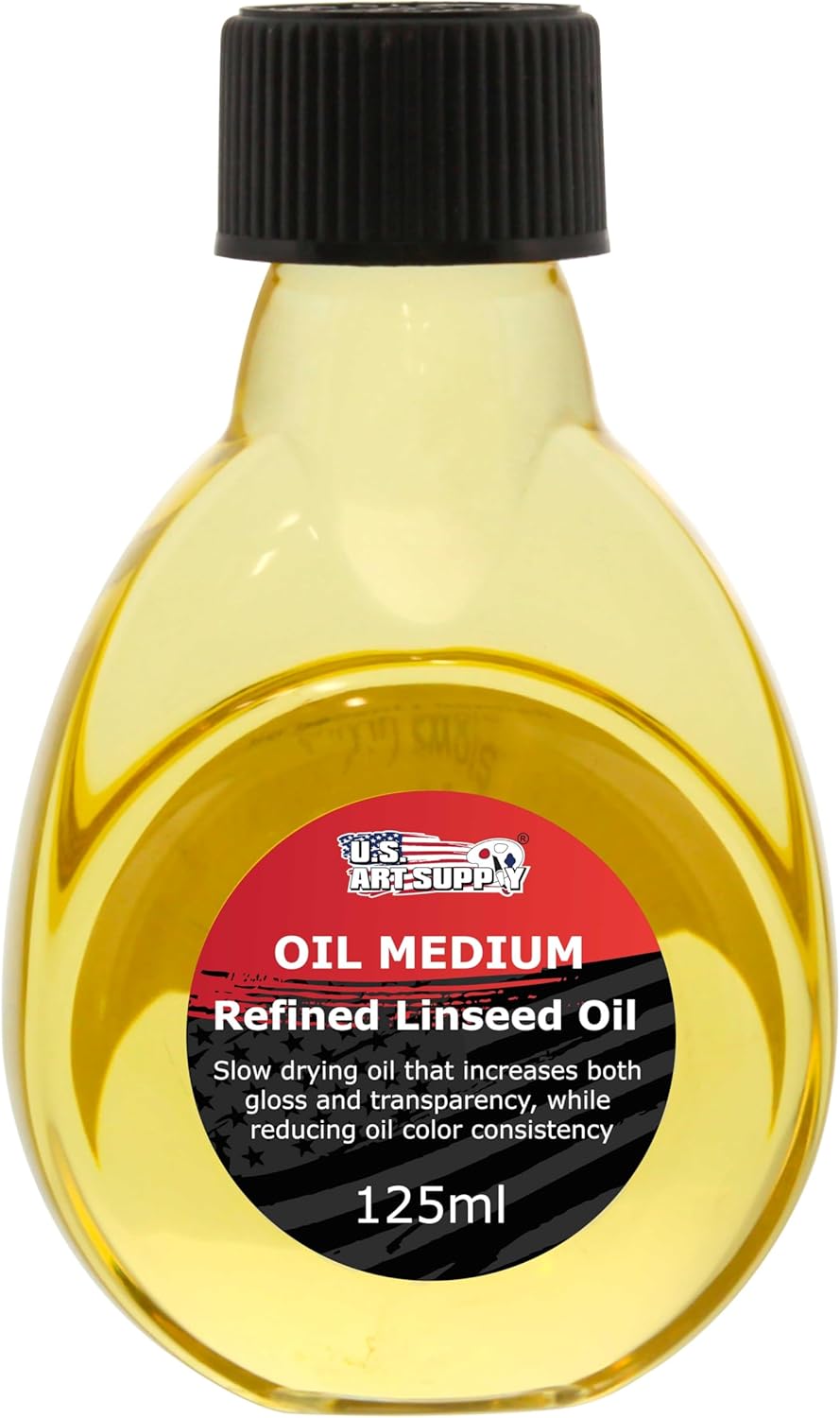 U.S. Art Supply Refined Linseed Oil, 125ml / 4.2 Fluid Ounce Container