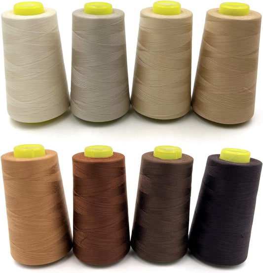 Tortoise 8 Cones of 3000 Yards Each Spool Thread for All Purpose Sewing, Serger, Overlock, Quilting, Machine - 100% Polyester - 40S/2