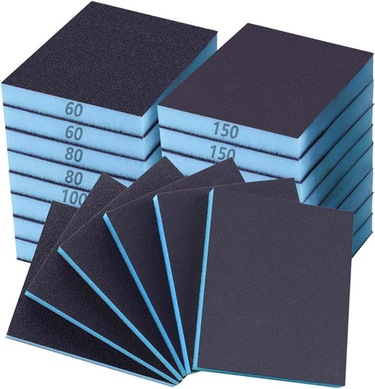16 Pack Sanding Sponge, 60 80 100 120 150 180 240 320 Coarse Medium Fine Grits Sanding Block,Wet Dry Sandpaper Block Sandpaper Sponge for Wood Metal FurniturePaint and Drywall