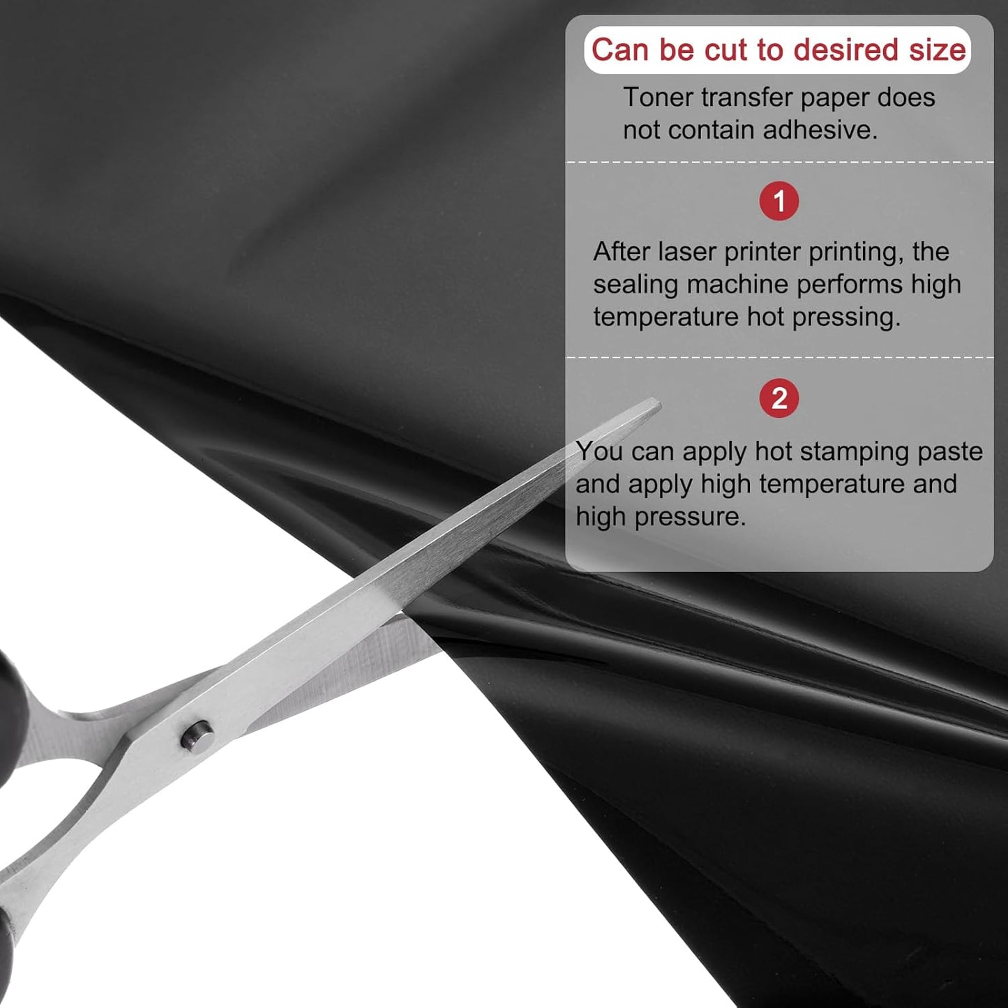 MECCANIXITY 50 Pack Toner Reactive Foil ,Deco Foil Transfer Sheets 8.5"x11" A4 Hot Foil Paper for Laser Printer Scrapbooking Heat Transfer DIY Craft,Black