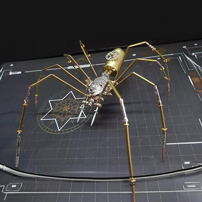 Steampunk Spider Metal Model Kit for Adults – DIY Mechanical Insect Sculpture with Brass Gear Details, 3D Retro Industrial Art Puzzle Craft for Home Office Decoration & Collectors Gift (Frons Spider)