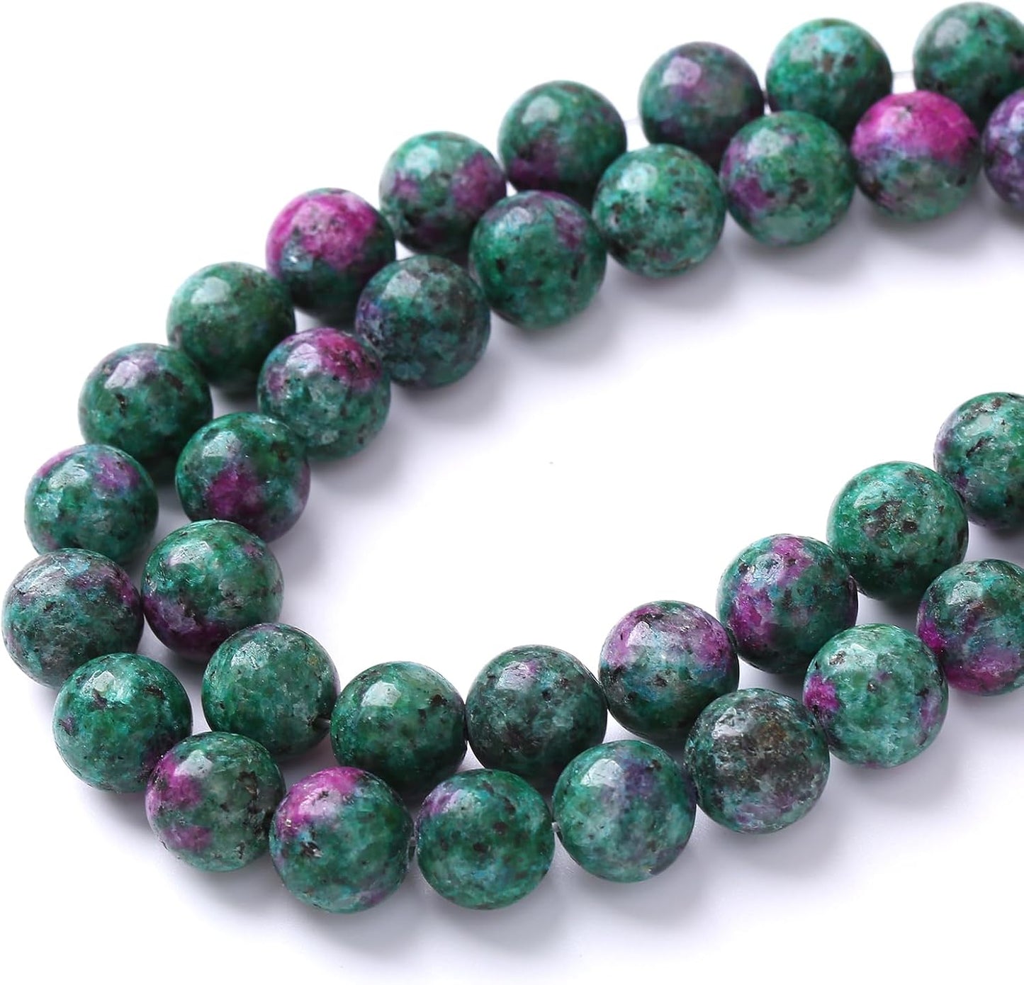 45pcs 8mm Natural Epidote Zoisite Stone Beads for Jewelry Making DIY Bracelet Necklace Accessories 15" Energy Healing Power Stone Beads