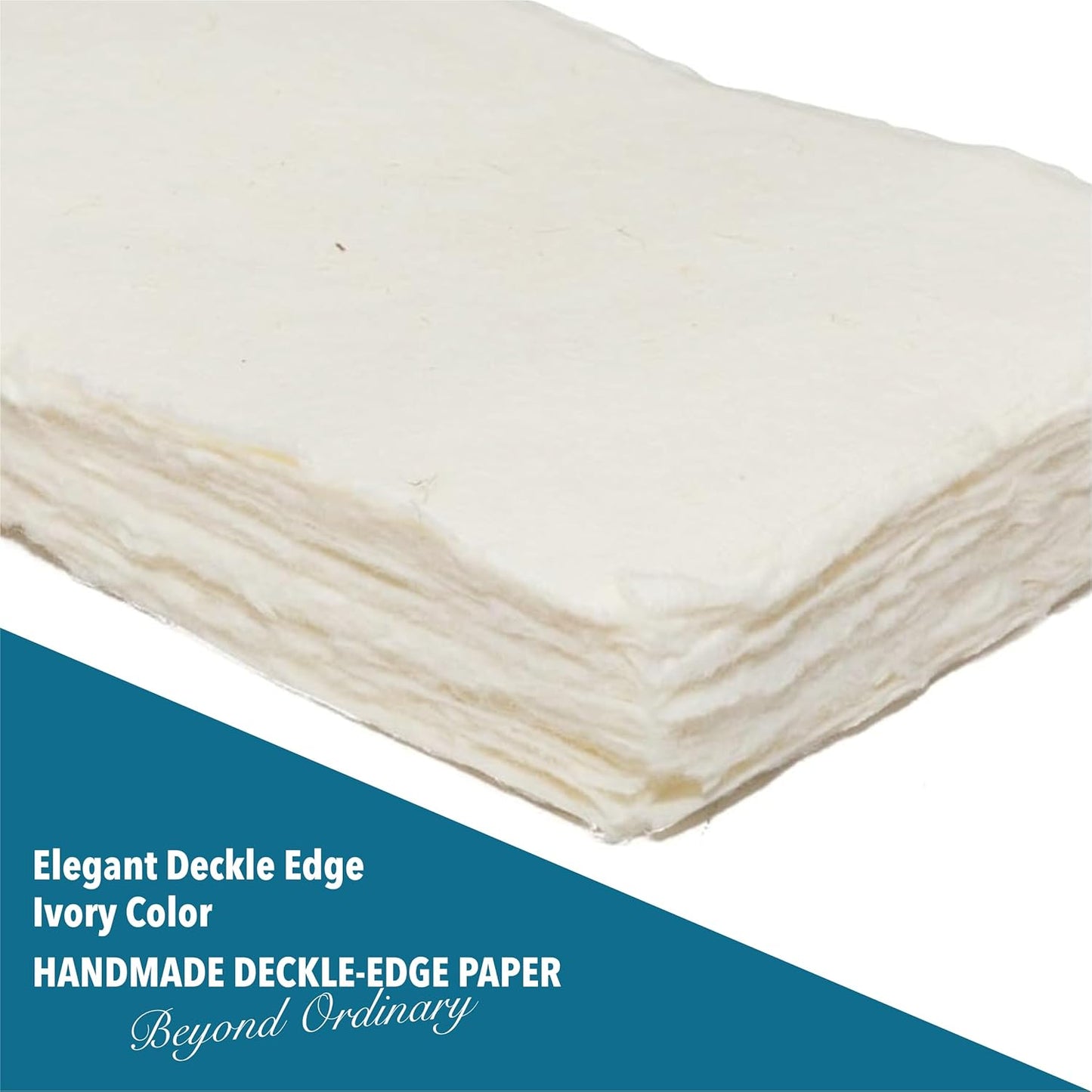 Wanderings Handmade A6 Cream Mixed Media Paper with Deckle Edge - 4x6-150 GSM -Colored Cold Press Textured Paper Made with Recycled Cotton for Crafts Card Making Sketching Watercolor - 50 Sheets