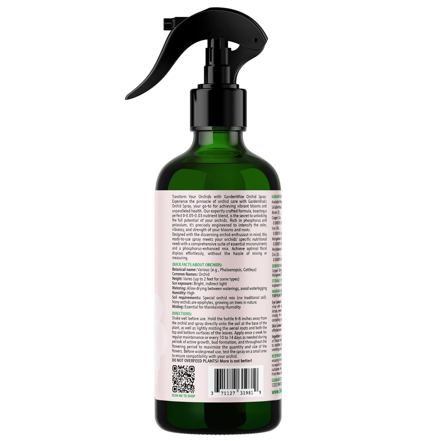 Orchid Food Bloom Booster Fertilizer - Bloom Orchids Fertilizer – Phosphorus and Potassium Formula 0-0.05-0.03 - Ready-to-Use Spray with Chelated Micronutrients (16 OZ)