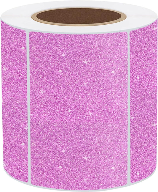 3x2 Inch Holographic Thermal Labels, Glitter Pink Thermal Sticker Labels, Waterproof Thermal Printer Stickers for Price, Barcode, Name, Custom Logo Design, 200 Pcs/Roll