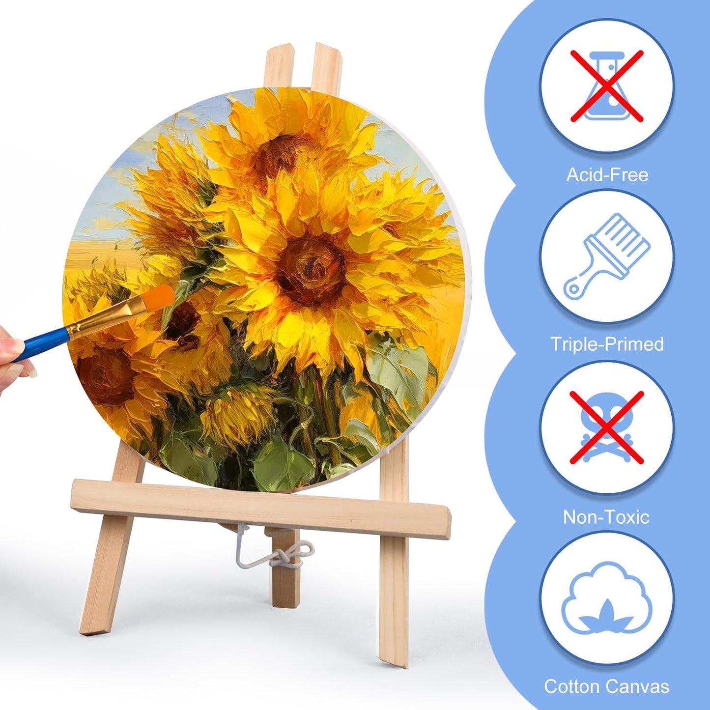 ESRICH 12 Pack Stretched Canvas for Painting, 4x4, 5x7, 8x10, 10x12, 12x16(2 of Each), Round Canvas with 8x8, 12x12(1 of Each), Blank Canvases Primed Paint Canvas for Beginners, Artists