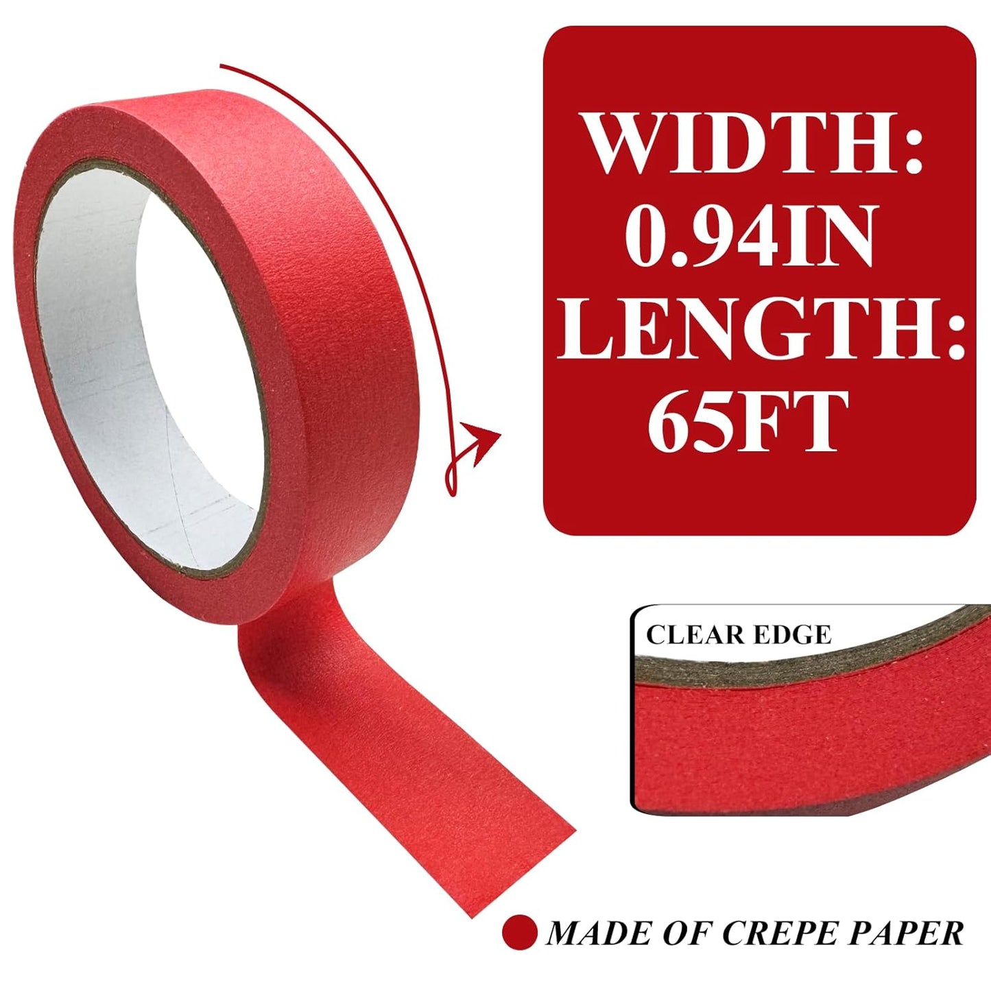 Colored Painters Tape, Premium Masking Master Tape, Multi-Surface Paint Tape, Removes Easily, Colorful Craft Paper Tape for Wall Painting Art Scrapbook Supplies (0.94 Inch Wide, 198yd =0.94IN*22yd*9)