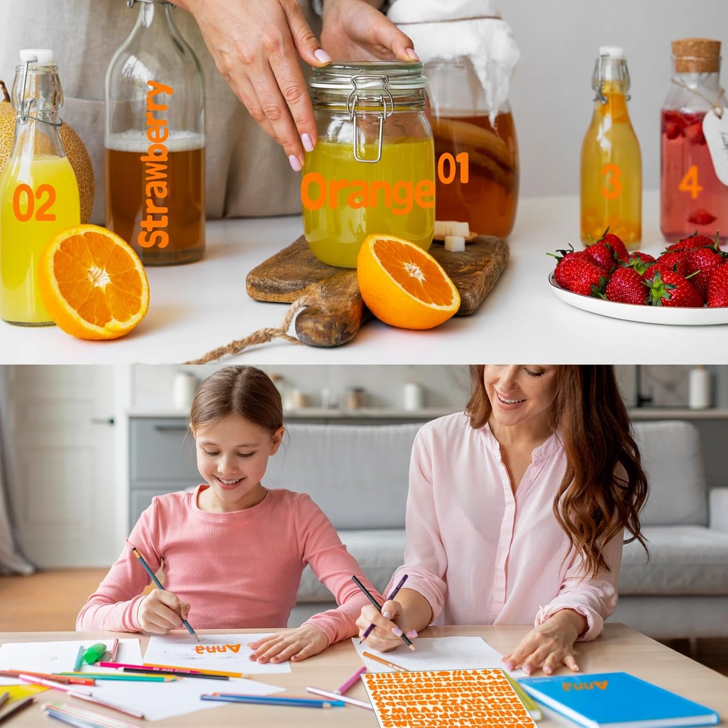 Alphabet Stickers, 12 Sheets Orange Letter Stickers, 1'' Inch Self-Adhesive Vinyl Mailbox Numbers & Letters for Home Decor & Classroom Bulletin Boards