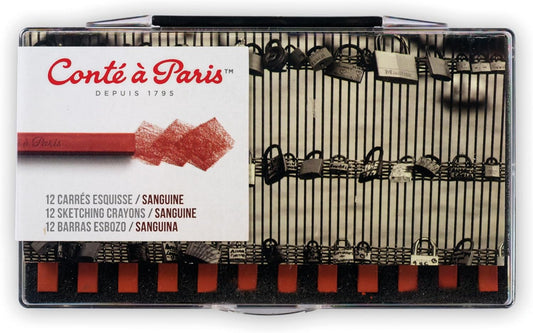 Conté à Paris 12 Count Sketching Crayons Set, Sanguine