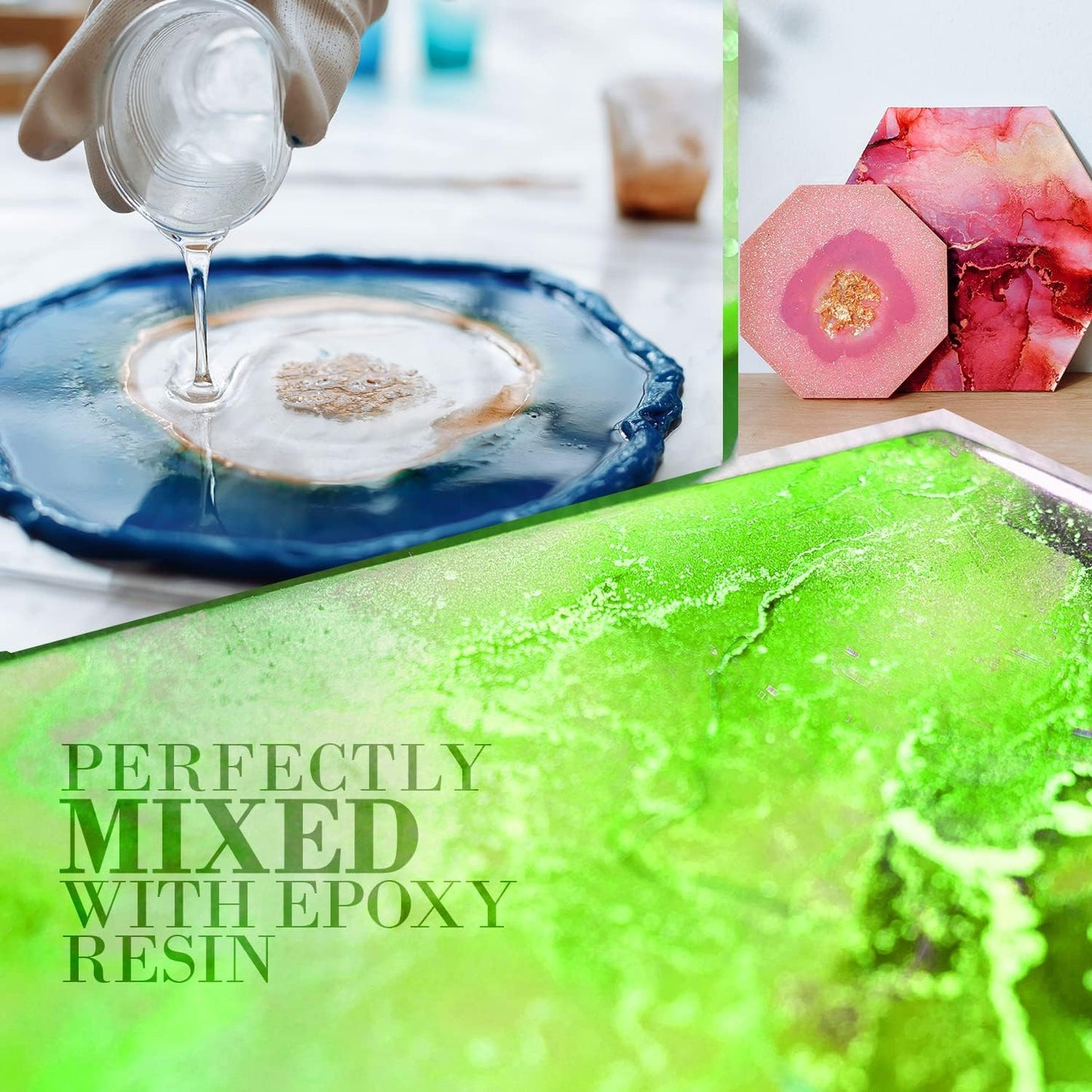 Grass Green Mica Powder for Epoxy Resin 56g / 2oz. Jar - Techarooz 2 Tone Resin Dye Color Pigment Powder for Lip Gloss, Nails, Colorant for Slime Bath Bombs Soap Making & Polymer Clay