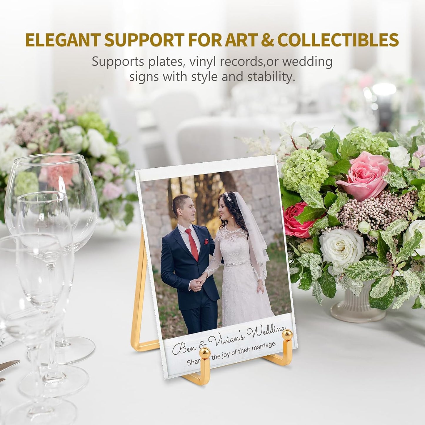 Plate Holder Easel Display Stand - 4.5 inch Metal Plate Stands for Display - Tabletop Picture Stand - Gold Iron Easels for Display Pictures | Photo Frames | Book | Decorative Plates | Plaque -4 Pack