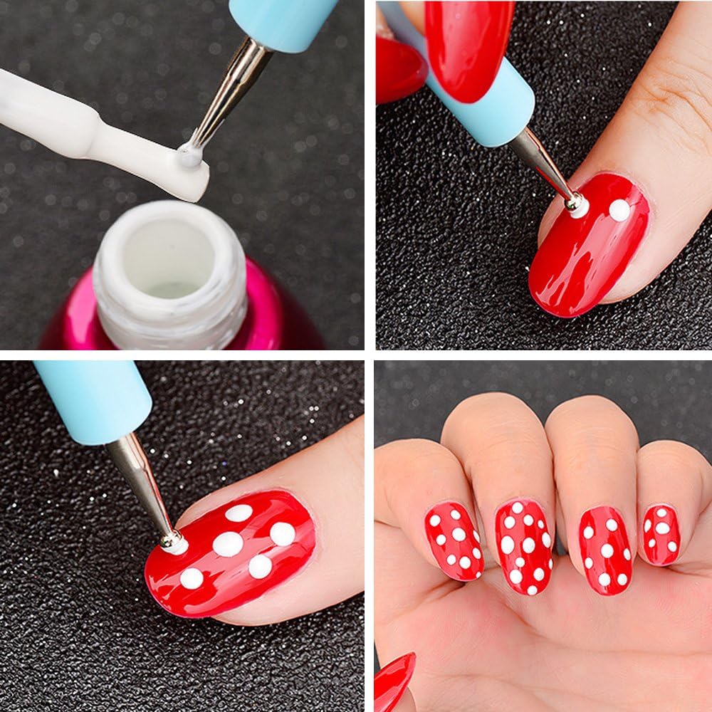 Ecjiuyi 9PCS Sculpting Tools,4PCS Double-Ended Metal Ceramic Clay Ball Stylus Dotting Tools and 5PCS 2 Way Silicone Polymer and Embossing Paper Flower Indentation Tool Set