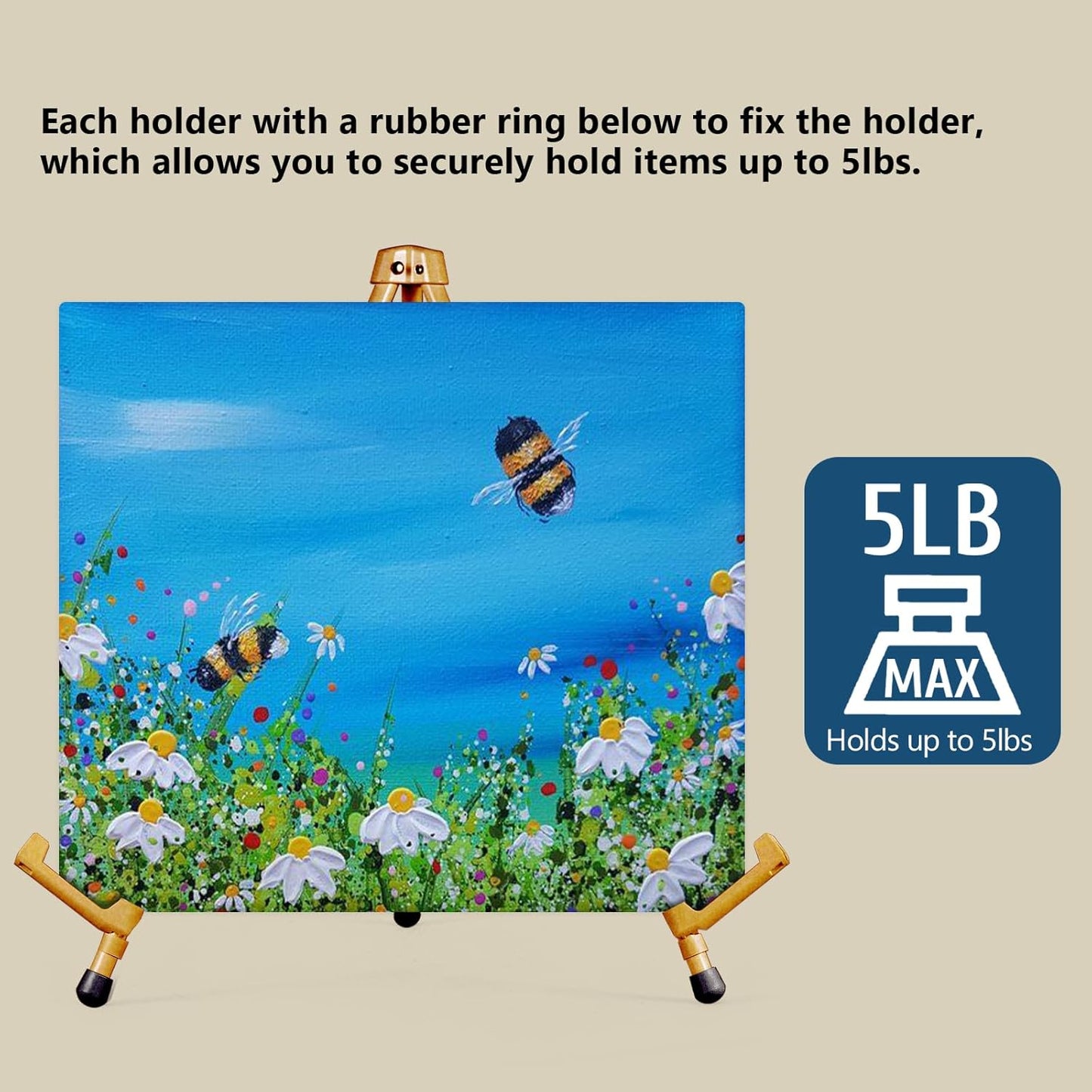 14" High Tabletop Instant Display Easel, Small Desktop Steel Easel Stand with Adjustable Holders for Paintings, Posters and Store Signs(Gold, 2Pack)