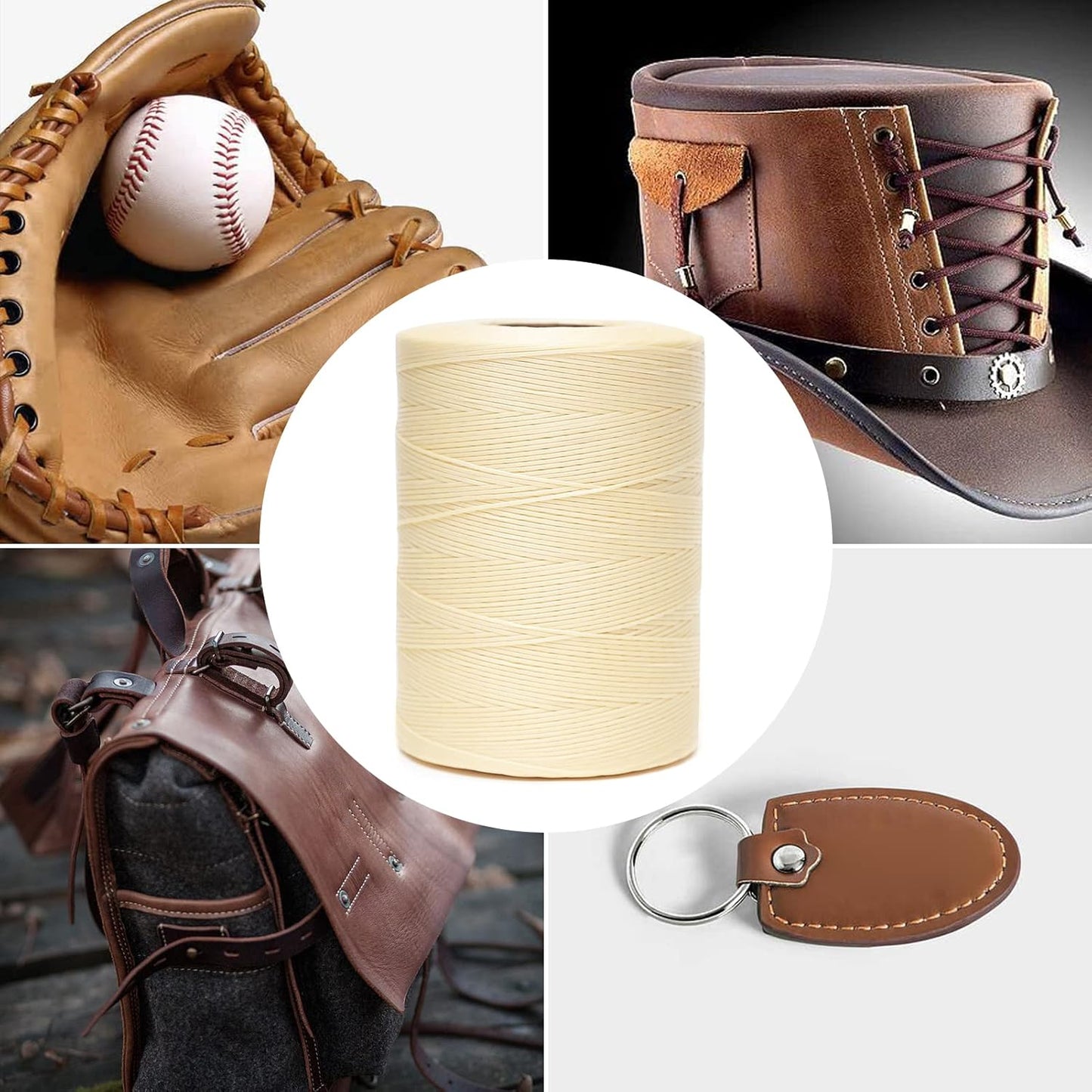 Waxed Thread,852Yards 150D 0.8mm Flat Polyester Wax Thread for Hand Sewing Leather Craft DIY Projects Shoes Repair Book Binding(Yellow)