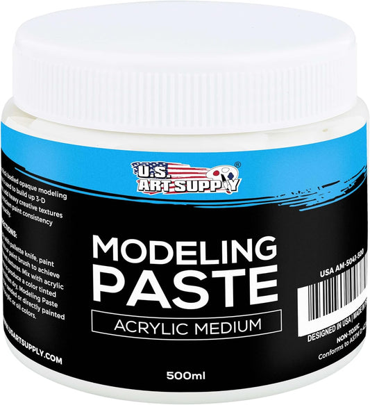 U.S. Art Supply Acrylic Modeling Paste - 16.9oz (500ml) Lightweight, Flexible, Mixable, Sandable, and Archival-Safe