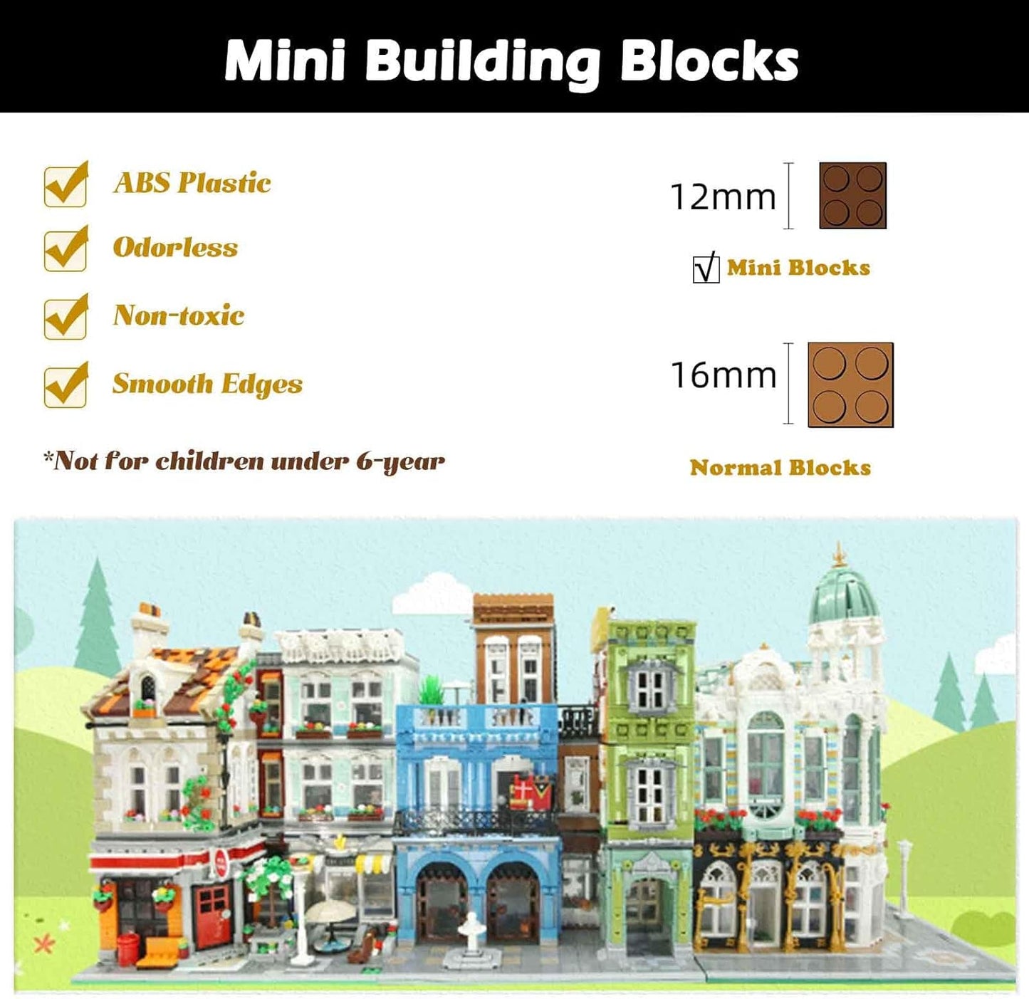 ZenithFlow Street View Building Blocks Kit, Brick Square Mini Blocks Construction Toys European Architecture Model House Store Building Set, Idea Gifts Home Decoration Collection for Adults 3299 PCS